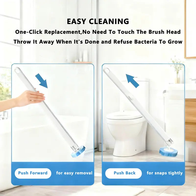 Disposable Toilet Brush, Toilet Bowl Wand Holder Set with 24PCS Wall-Mount Scrubbing Toilet Brush Bathroom Cleaning Kit